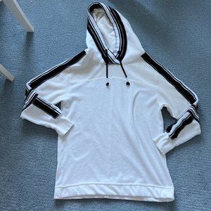Free People Oversized White and Black Waffle knit and Fleece Hoodie Size XS